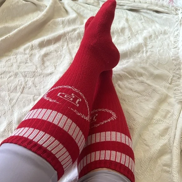 BARELY WORN Vintage PINK VS Preppy Sporty Knee Socks Y2K RARE - Red - Picture 5 of 5
